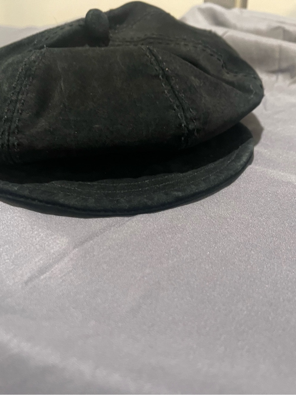 Liz Claiborne Black Suede Newsboy Cap Hat Cabbie Baker Boy Y2K